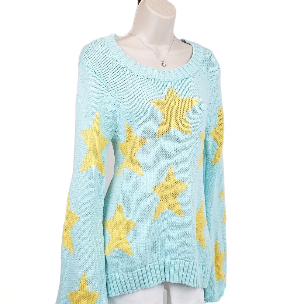 Wildfox Starry Eyed Favorite sweater blue yellow S